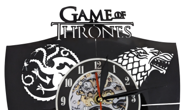Preview: Game of Thrones Vinyl Schallplatten Schild Uhr Häuser Wappen Deko
