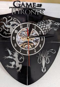 Game of Thrones Vinyl Schallplatten Schild Uhr Häuser Wappen Deko