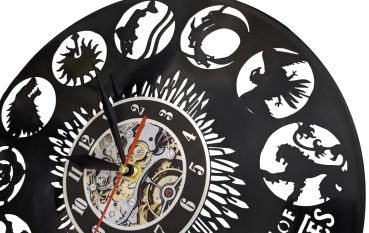 Wanduhr Vinyl Schallplatte Game of Thornes Häuser Wappen Upcycling