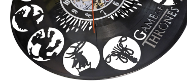 Wanduhr Vinyl Schallplatte Game of Thornes Häuser Wappen Upcycling