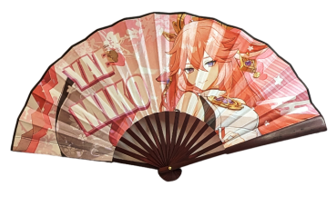 Genshin Impact Yae Miko Anime Bambus Seiden Fächer ☆ 33cm