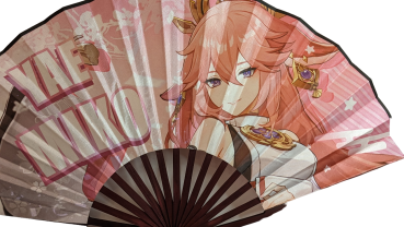 Genshin Impact Yae Miko Anime Bambus Seiden Fächer ☆ 33cm
