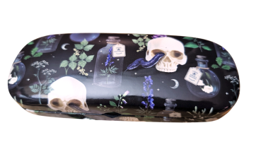 Alchemy Gift und Ranken Totenkopf Brillenetui Schwarz Hochglanz