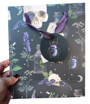 Preview: 23 cm Geschenktüte mit  Gift Ranken mit Totenkopf - Print