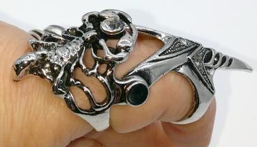 Gliederring Scorpion - altsilber Gothic Ring