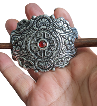 Gothic -Vikinger Knot Haarspange Silber Vintage Ornamente mit Holz Schiebenadel
