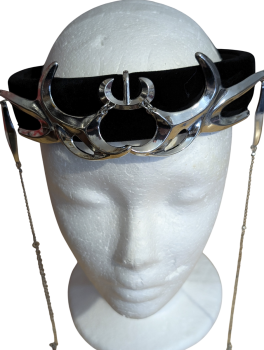 Punk Industrial Haarreif Schwarz-Silber – Spike-Design mit Ketten
