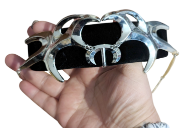 Punk Industrial Haarreif Schwarz-Silber – Spike-Design mit Ketten