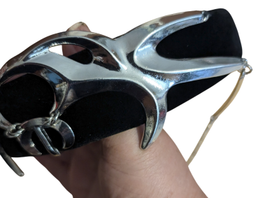 Preview: Punk Industrial Haarreif Schwarz-Silber – Spike-Design mit Ketten
