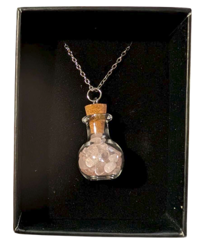 Halskette Zaubertrankflasche mit Quarzspilttern