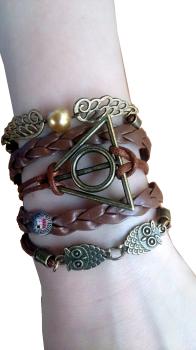 HARRY POTTER  Leder Armband Heiligtümer des Todes Infinity Schnatz braun