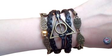 HARRY POTTER - Leder Armband - Infinity Schnatz -Schwarz