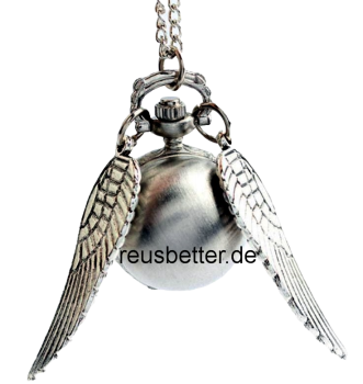 Harry Potter Snitch Quidditch Kette mit Uhr Goldener Schnatz Metall - Silber