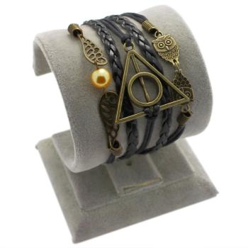 HARRY POTTER - Leder Armband - Infinity Schnatz -Schwarz