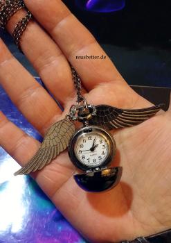 Harry Potter ☛ Snitch Quidditch ☛ Kette mit Uhr ☛ Goldener Schnatz ☛ Titan Black Poliert