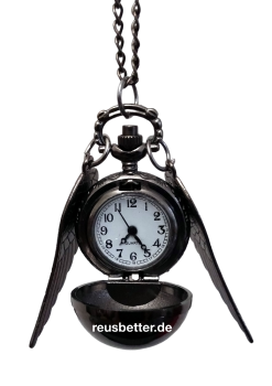 Harry Potter Snitch Quidditch Kette mit Uhr Goldener Schnatz Metall - Silber