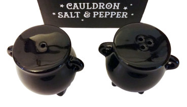 Hexenkessel Motiv Salz und Pfefferstreuer Set schwarz