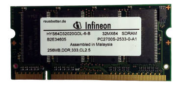 Preview: Infineon 256MB DDR 333 Laptop RAM SO-DIMM HYS64D32020GDL