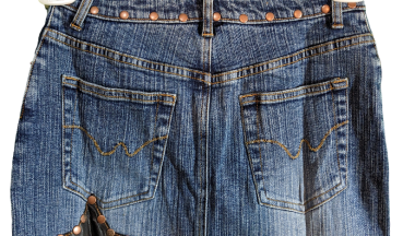Jeans Mini Rock für Frauen | blue Stretch Denim mit Nieten | von  C.L.Y.S.