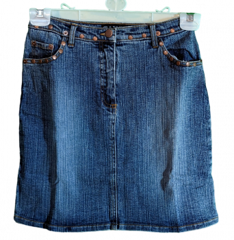 Jeans Mini Rock für Frauen ✔ blue Stretch Denim mit Nieten ✔ von  C.L.Y.S.