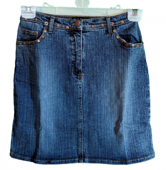 Jeans Mini Rock für Frauen | blue Stretch Denim mit Nieten | von  C.L.Y.S.