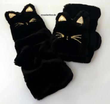 Fingerlose Damen Klapphandschuhe Süße Katzen Webpelz