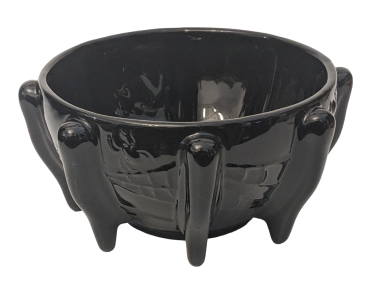 Keramik Hochglanz Spinnen Bowl mit Spinnennetzen - 2D Keramikschale Schwarz