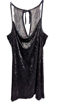 Killstar Obsidian Lounge-Kleid Pannesamt und Spitzeneinsätze