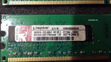 Kingston PC Arbeitsspeicher 2x1GB KVR800D2N5K2/2G CL5 PC RAM