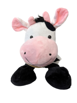 Handspielpuppe Kuh Handpuppe mit Klappmaul weiß-schwarz
