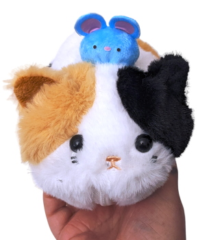 Nemuneko Kawai Maneki Neko Süße Katzenrolle mit Maus und Geheimfach