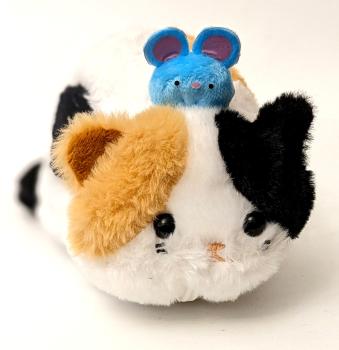 Nemuneko Kawai Maneki Neko Süße Katzenrolle mit Maus und Geheimfach