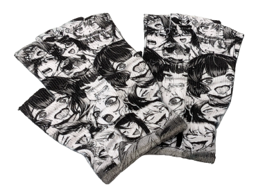 Manga Ahegao Motiv Handschuhe Manga Print Fingerlose Unisex Handschuhe