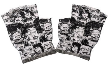 Manga Ahegao Motiv Handschuhe Manga Print Fingerlose Unisex Handschuhe