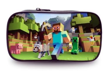 World Minecraft Pixelblock Federmappe - Steve mit Axt - Universal Etui