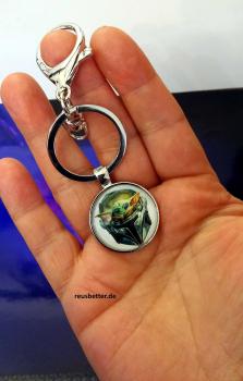 Star Wars Baby Yoda- Grogu Motiv Taschen - Schlüssel Anhänger | Glascabochon | Silber