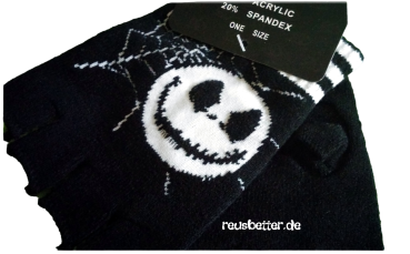 Jack Skellington Fingerlose Handschuhe mit Spinnennetz Design