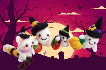 Halloween Süßes Gespenst mit Kürbis Nadelgefilzt Handarbeit Nachhaltig