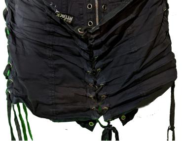 Damen Neckholder Bluse Top mit Schnürung - BAT ATTACK - Schwarz - L