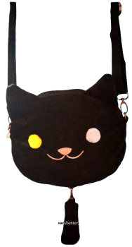 Handtasche NemuNeko ✿ Katzen Umhängetasche verstellbar ✿ Samt schwarz
