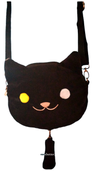 Handtasche NemuNeko Katzen Umhängetasche verstellbar Samt schwarz