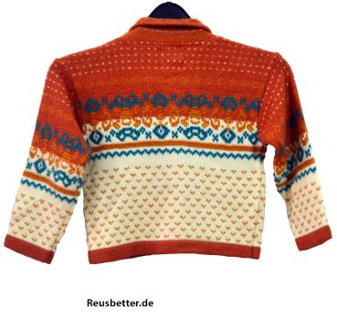 Strickjacke Kinder von Palomino Finnenmuster orange-weiß - 92