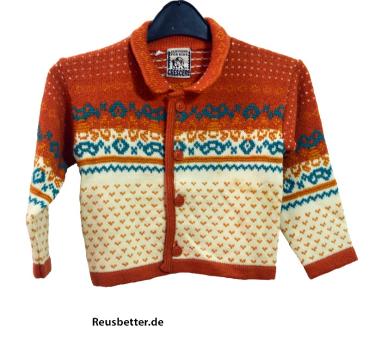 Strickjacke Kinder von Palomino Finnenmuster orange-weiß - 92