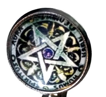 Pentagramm Spiritus Aura große Ohrstecker | Glas Cabochon | Edelstahl