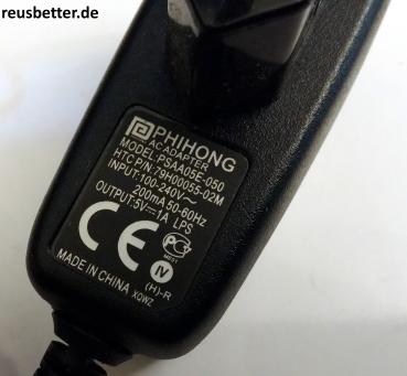 Phihong AC Adpater PSAA05E-050 ✪ 5V-1A ✪ HTC