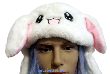 Anime Samtplüsch Hasen/Kaninchen Mütze | Ohren Beweglich Kawaii