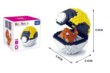 Pokeball Glumanda Diamond Blocks mit Box 417 Stück Pokemon Glumanda
