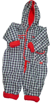 Kleinkinder Baby Schneeanzug ☺ Karo Schwarz Weiß mit Rot ☺ Gr. 80