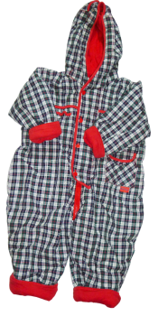 Kleinkinder Baby Schneeanzug Karo Schwarz Weiß mit Rot Gr. 80
