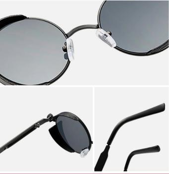 Steampunk Sonnenbrille ☣ Retro ☣ Gohtic ☣ Google Metall ☣ Schwarz